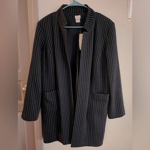 Chico’s size 2 NWT boyfriend blazer pinstripe stitch navy
